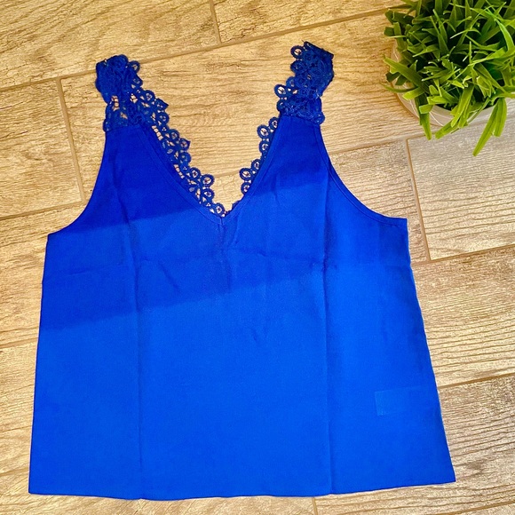 Shein Blue Lace Tank Top Cami - Picture 3 of 10